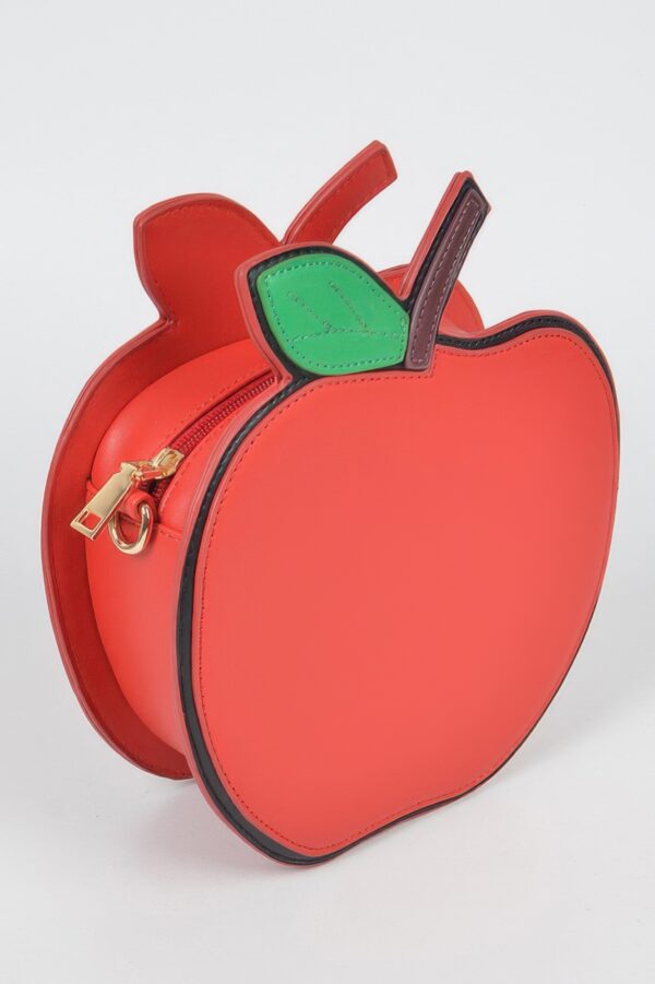 Apple Clutch with Stem & Leaf Detail – PU Novelty Bag