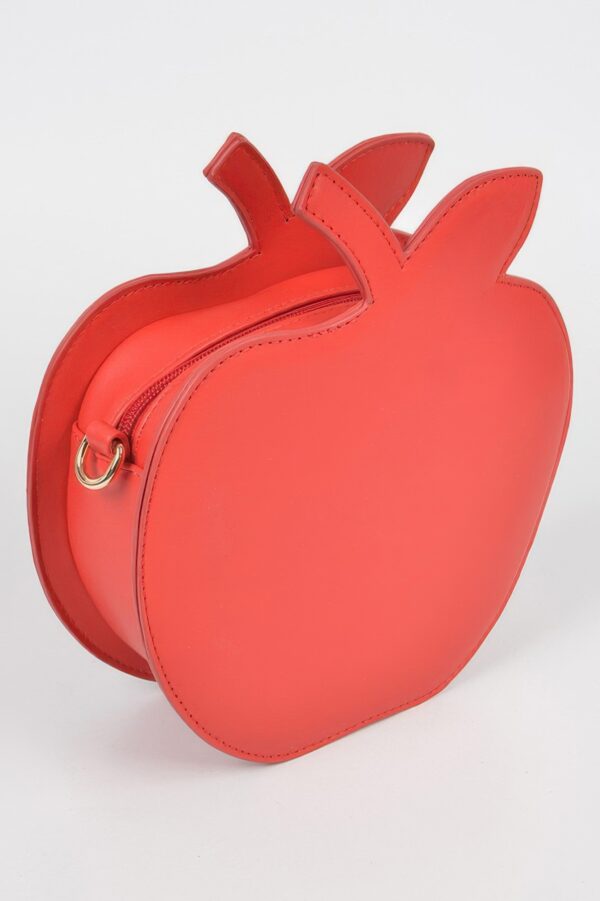 Apple Clutch with Stem & Leaf Detail – PU Novelty Bag