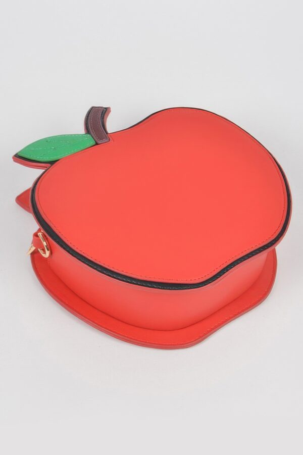 Apple Clutch with Stem & Leaf Detail – PU Novelty Bag