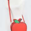 Apple Clutch with Stem & Leaf Detail – PU Novelty Bag