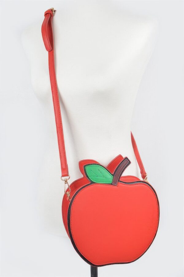 Apple Clutch with Stem & Leaf Detail – PU Novelty Bag
