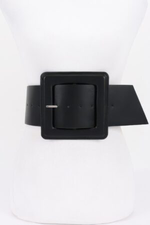 Faux Leather Plus-Size Waist Belt with Square Buckle