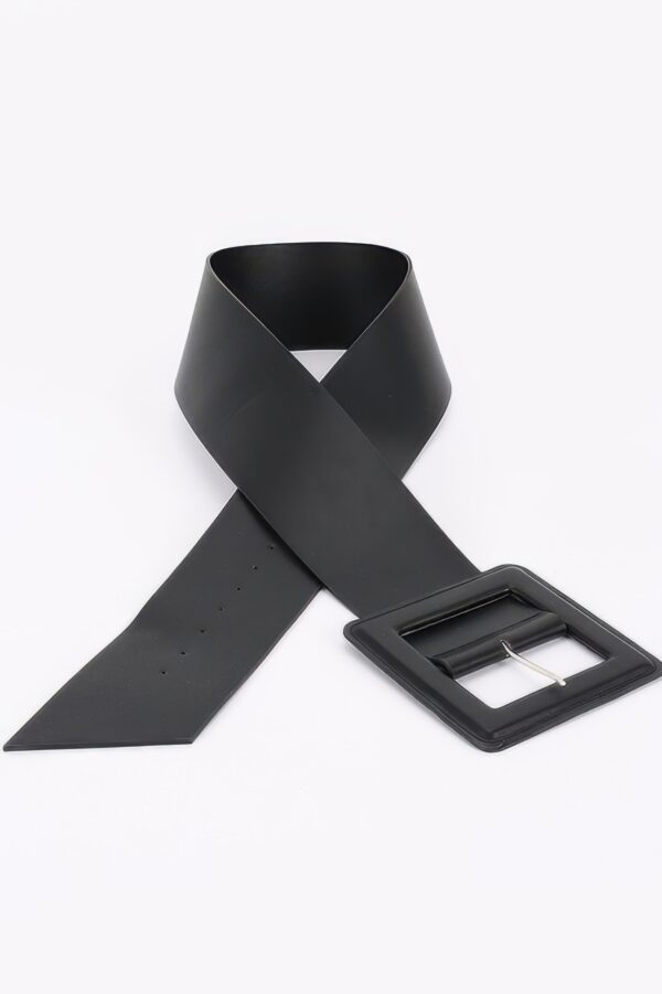 Faux Leather Plus-Size Waist Belt with Square Buckle