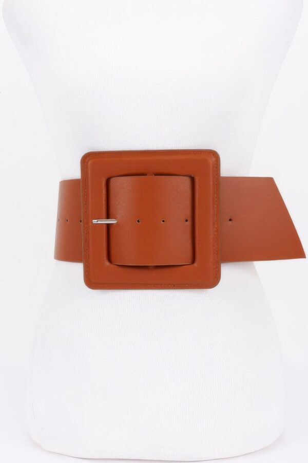 Faux Leather Plus-Size Waist Belt with Square Buckle