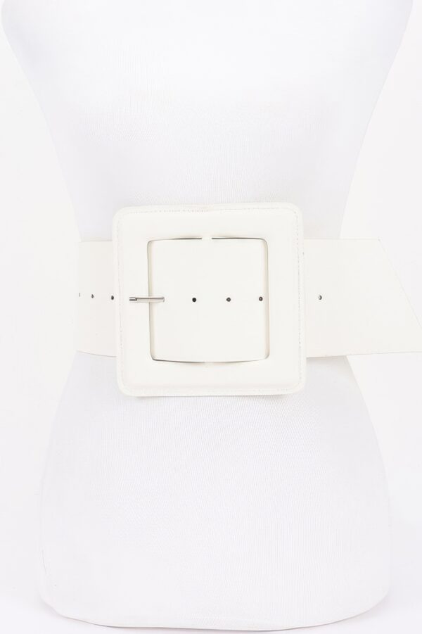 Faux Leather Plus-Size Waist Belt with Square Buckle