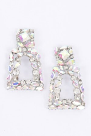 Cluster Faceted Stone Drop Earrings – Geometric Shine