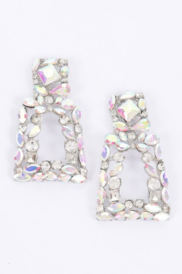 Cluster Faceted Stone Drop Earrings – Geometric Shine