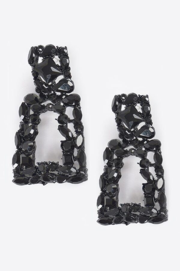 Cluster Faceted Stone Drop Earrings – Geometric Shine