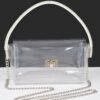 Clear Rhinestone Top-Handle Flap Bag