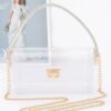 Clear Rhinestone Top-Handle Flap Bag