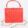 Faux Leather Handle Clutch with Gold-Chain Accent
