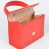Faux Leather Handle Clutch with Gold-Chain Accent