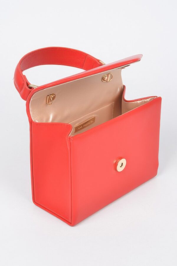 Faux Leather Handle Clutch with Gold-Chain Accent