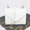 Faux Leather Handle Clutch with Gold-Chain Accent