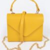 Faux Leather Handle Clutch with Gold-Chain Accent