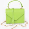 Faux Leather Handle Clutch with Gold-Chain Accent