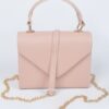 Faux Leather Handle Clutch with Gold-Chain Accent