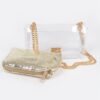 Clear PVC Clutch with Gold Chain & Shiny Pouch