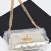 Clear PVC Clutch with Gold Chain & Shiny Pouch