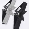 Rhinestone Ribbon Elastic Belt with Bow Accent