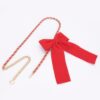Slim Ribbon Chain Belt with Center Bow Accent