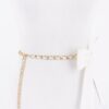 Slim Ribbon Chain Belt with Center Bow Accent