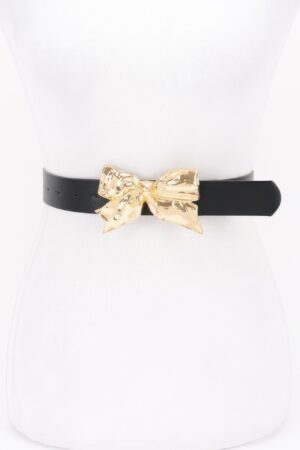Metal Ribbon Buckle Belt with Bow Detail