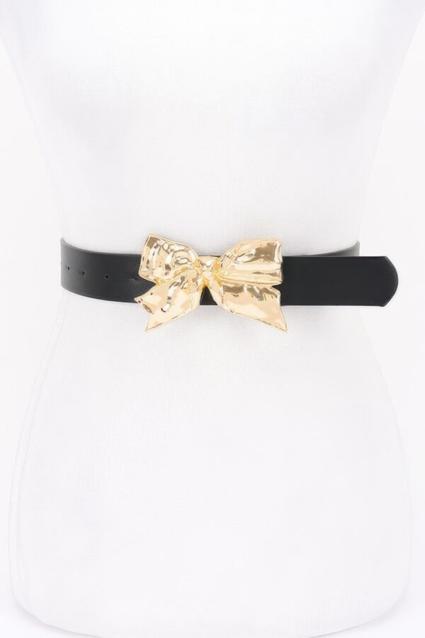 Metal Ribbon Buckle Belt with Bow Detail