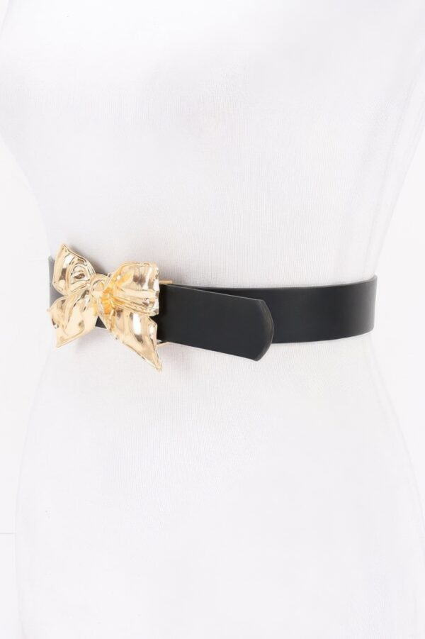 Metal Ribbon Buckle Belt with Bow Detail