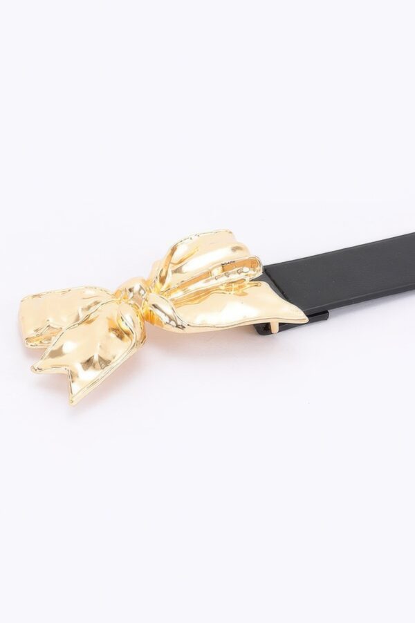 Metal Ribbon Buckle Belt with Bow Detail