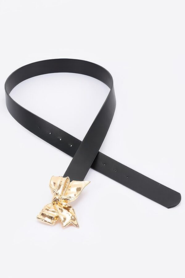 Metal Ribbon Buckle Belt with Bow Detail