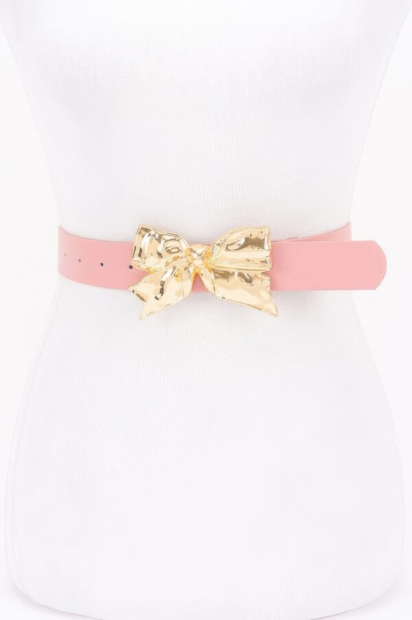 Metal Ribbon Buckle Belt with Bow Detail