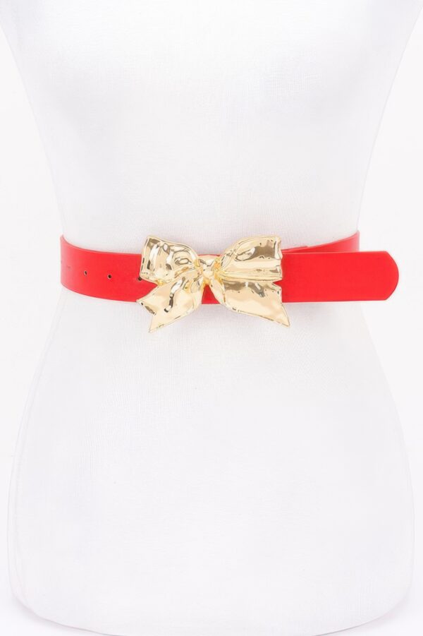Metal Ribbon Buckle Belt with Bow Detail