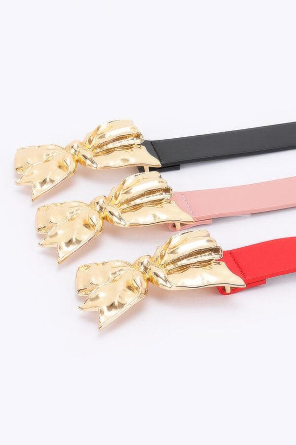 Metal Ribbon Buckle Belt with Bow Detail