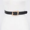 Slim Faux Leather Belt with Polished Metal Buckle