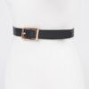 Slim Faux Leather Belt with Polished Metal Buckle