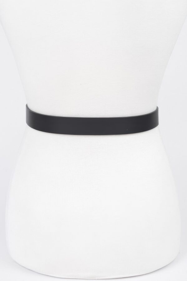 Slim Faux Leather Belt with Polished Metal Buckle