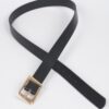 Slim Faux Leather Belt with Polished Metal Buckle
