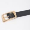 Slim Faux Leather Belt with Polished Metal Buckle