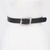 Slim Faux Leather Belt with Polished Metal Buckle
