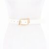 Slim Faux Leather Belt with Polished Metal Buckle