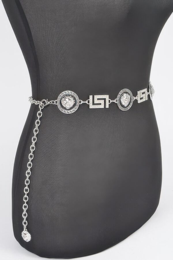 Rhinestone Medallion Chain Belt – Gold-Tone