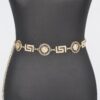 Rhinestone Medallion Chain Belt – Gold-Tone