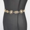 Rhinestone Medallion Chain Belt – Gold-Tone