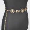 Rhinestone Medallion Chain Belt – Gold-Tone
