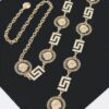 Rhinestone Medallion Chain Belt – Gold-Tone