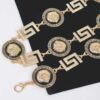 Rhinestone Medallion Chain Belt – Gold-Tone