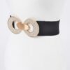 Rhinestone Two-Buckle Wide Elastic Waist Belt