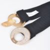 Rhinestone Two-Buckle Wide Elastic Waist Belt