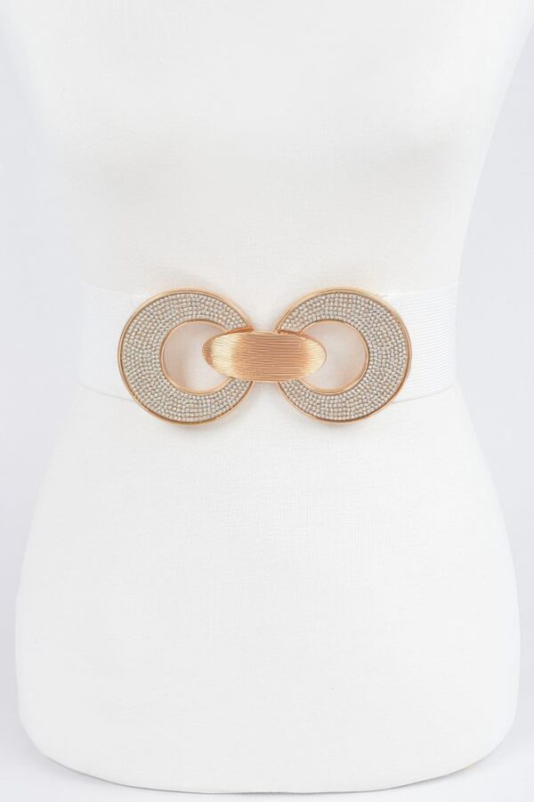 Rhinestone Two-Buckle Wide Elastic Waist Belt